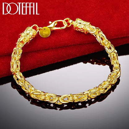 925 Sterling Silver/18K Gold Lobster Clasp Bracelet for Woman Man Fashion Wedding Engagement Jewelry