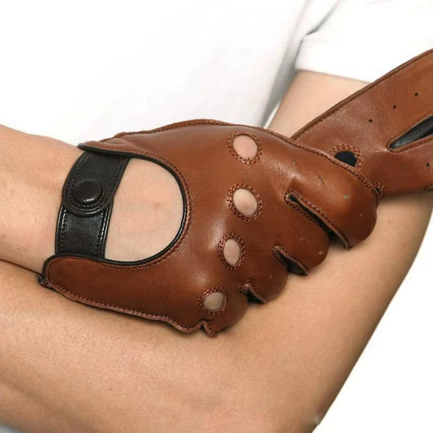 Real Leather Gloves Male Spring Autumn Lambskin Leisure Breathable Touchscreen Genuine Leather Sheepskin Men'S Driving M023W