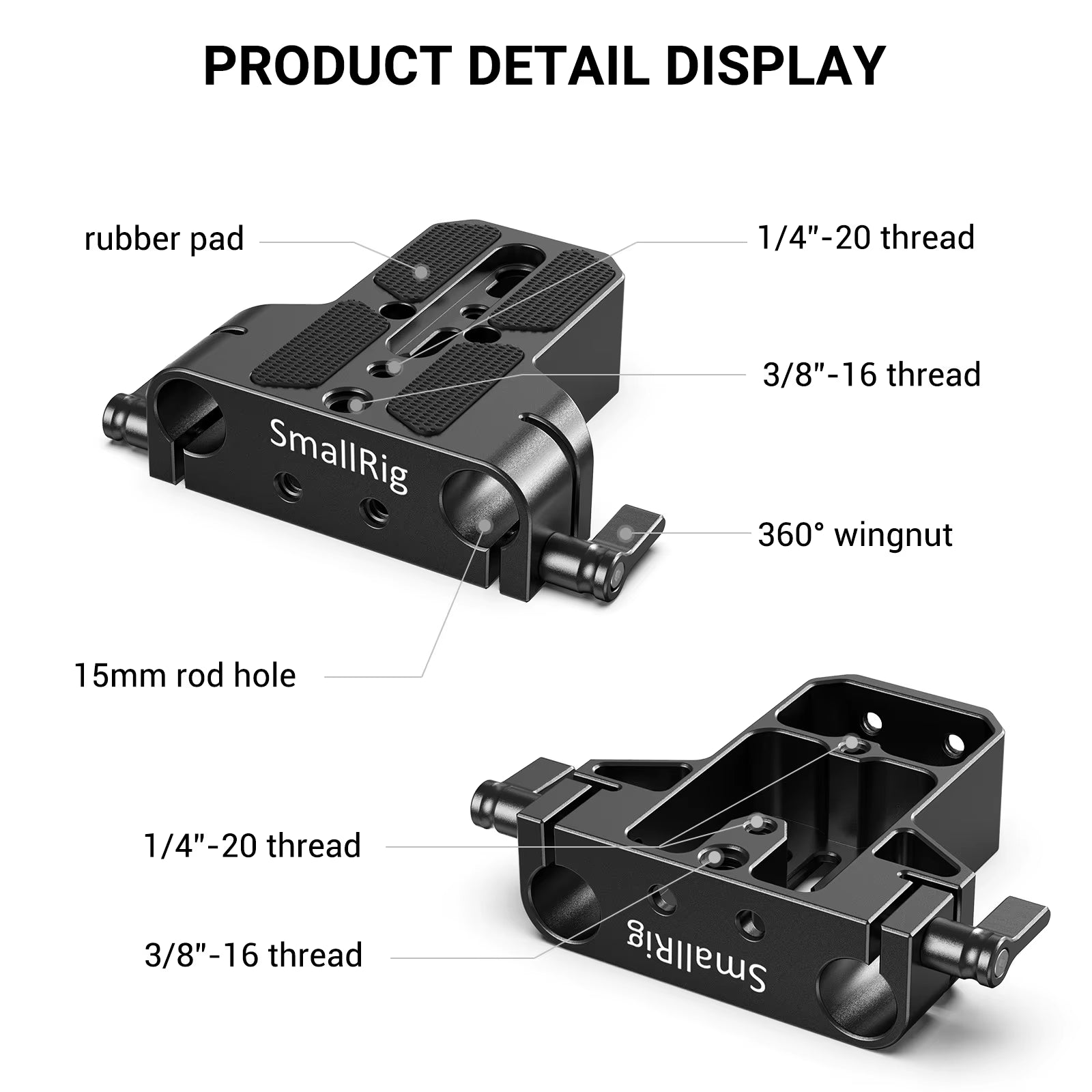 Camera Base Plate with Dual 15Mm Rod Rail Clamp for Sony FS7 A7 Series for Canon C100 C300 C500 for Panasonic GH5 1674