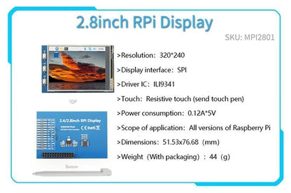 2.4/2.8/3.2/3.5/5/7/10.1 Inch Touch LCD Display Module Support for Raspberry Pi 3B+ 4 B