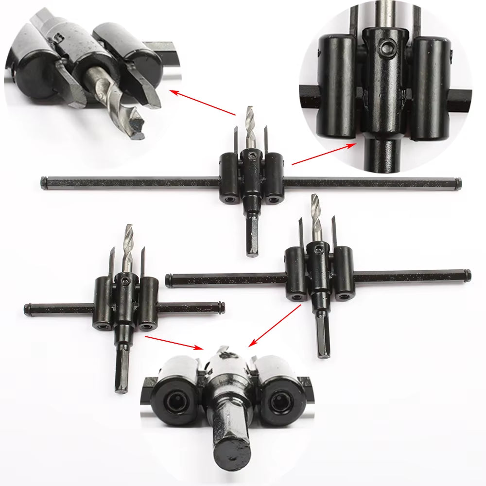 LUBAN Adjustable Metal Wood Circle Hole Saw Drill Bit Cutter Kit DIY Tool 30Mm-120Mm Black Alloy Blade 30Mm-200Mm 30Mm-300Mm