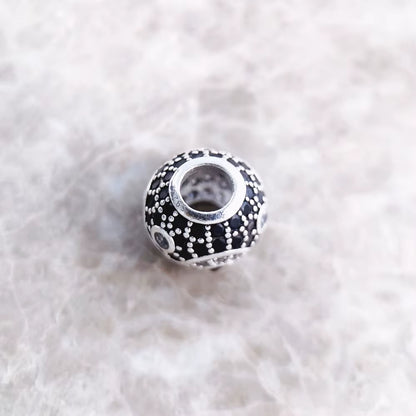 Beads Yin Yang Micro Pave Ball Charm for Women DIY Fine Jewelry Making Men Real Silver Sterling 925 Europe Gift