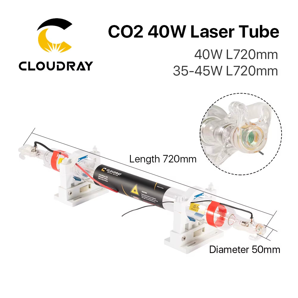 35-45W Co2 Metal Glass Laser Tube 720MM 40W Glass Laser Lamp for CO2 Laser Engraving Cutting Machine