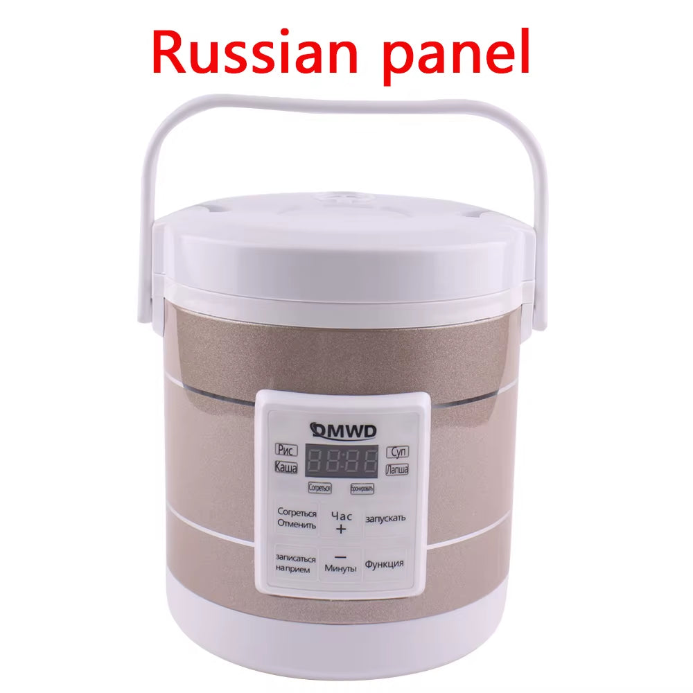 1.6L Electric Rice Cooker 12V 24V Cars/Trucks Soup Pot Multicooker Porridge Cooking Machine Food Steamer Heater Lunch Box Warmer