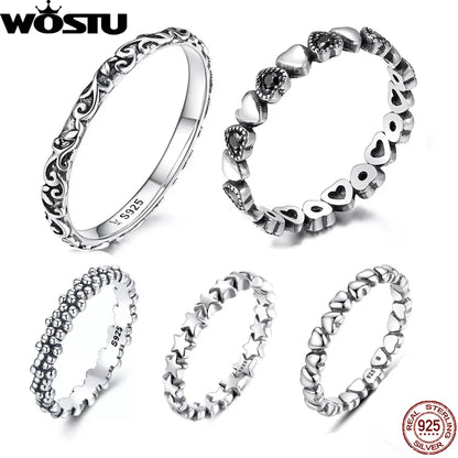 Hot Sale 100% 925 Sterling Silver Styles Stackable Ring Party Finger Wedding Rings for Women Original Fashion Jewelry Gift