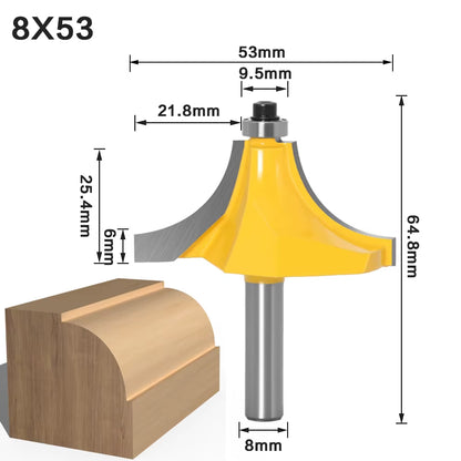 Round over Edging Router Bit - 1" Radius 8" Shank 1Pcs 8Mm Shank Wood Router Bit Straight End Mill Trimmer Cleaning Flush Trim