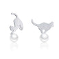Real 100% 925 Sterling Silver Lovely Cat Pet Stud Earrings for Women S925 Silver Earring Fashion Jewelry Gift FIE073