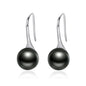 925 Sterling Silver Elegant round Pure Love Pearl Drop Earrings for Women Jewelry Brincos White ,Black Purple Pink SCE037