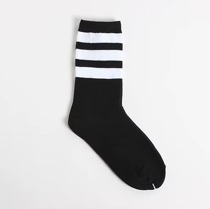 New Men/Women 3 Three Stripes Cotton Socks Retro Old School Hiphop Skate Long Short Meias Harajuku White Black Winter Cool