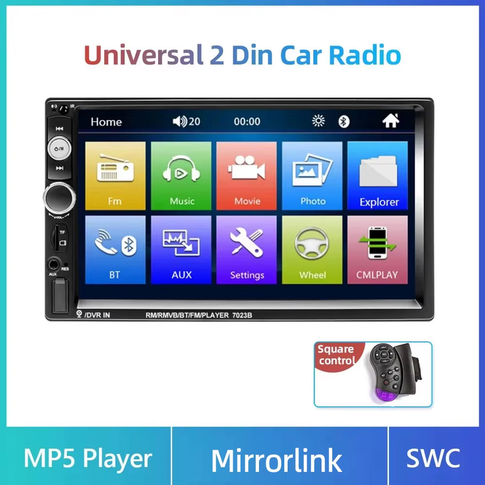 2 Din Car Radio 7" Bluetooth Stereo 2Din Video Multimedia Player Autoradio Touch Screen Auto Radio for Universal VW Kia