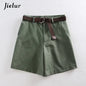 Shorts All-Match 4 Solid Color Sashes Casual Shorts Women A-Line High Waist Slim Short Femme Chic S-XXL Ladies Bottom