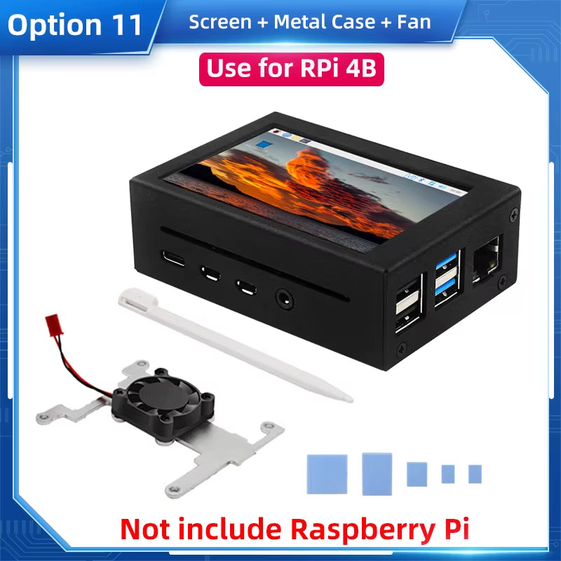 Raspberry Pi 3.5 Touch Screen 480*320 LCD TFT Display Optional ABS Metal Case Cooling Fan for Raspberry Pi 4 Model B or 3B+ 3B