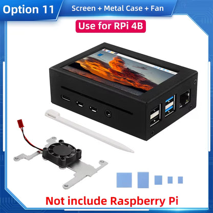 Raspberry Pi 3.5 Touch Screen 480*320 LCD TFT Display Optional ABS Metal Case Cooling Fan for Raspberry Pi 4 Model B or 3B+ 3B