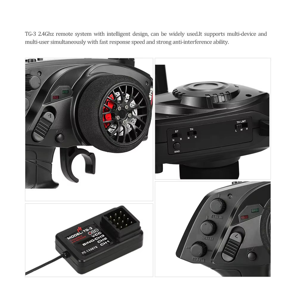 Original High Quality  TG3 2.4G 3CH RC Transmitter Digital Radio Remote Control Transmitter with Receiver for RC Car Boat