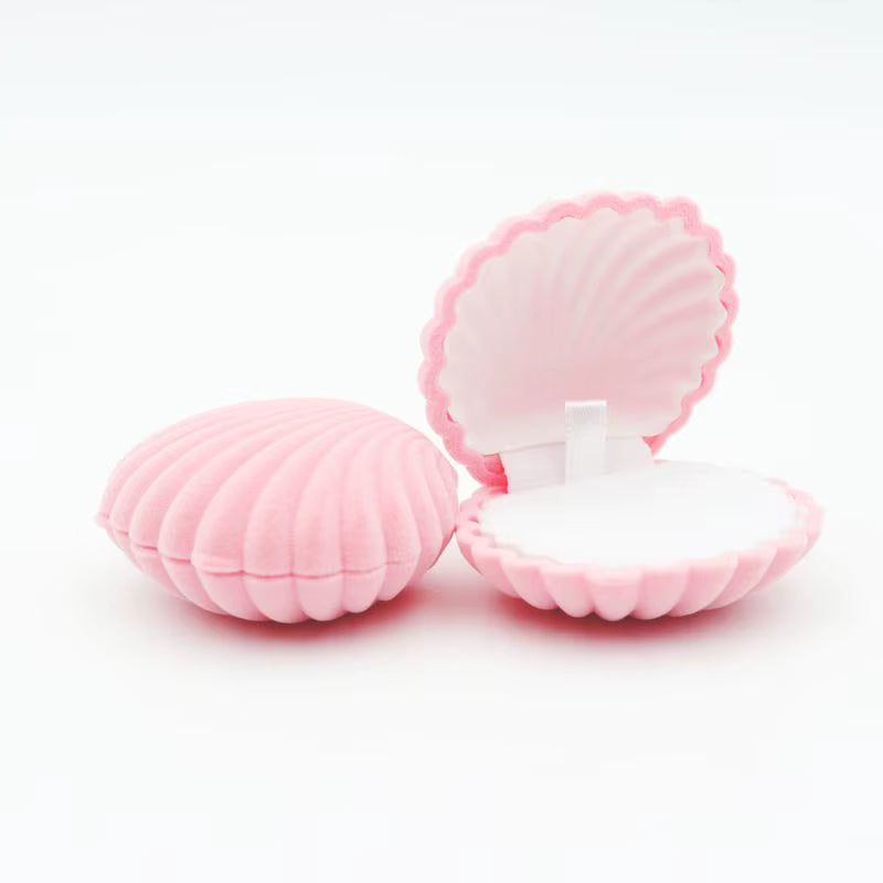 1Pcs 5Colors Pink Shell Lovely Velvet Wedding Engagement Ring Box for Earrings Necklace Bracelet Jewelry Display Gift Box Holder