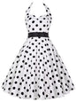 Polka Dot Dress Women Vintage Swing Halter Belt 50S 60S Rockabilly Prom Party Dresses Retro Feminino Vestidos