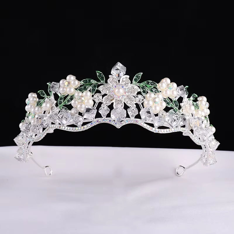 Luxury Baroque Purple Crystal Pearl Bridal Crown Tiara Magnificent Rhinestone Diadem for Bride Headband Wedding Hair Accessories