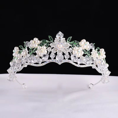 Luxury Baroque Purple Crystal Pearl Bridal Crown Tiara Magnificent Rhinestone Diadem for Bride Headband Wedding Hair Accessories