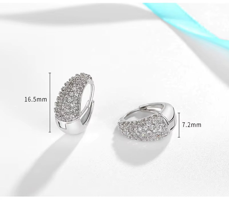 925 Sterling Silver Big Circle Inlaid Zircon Earrings for Women,S925 Argent Women'S Shiny Model Earring 17Mm-40Mm 5 Size
