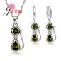 Fast Shipping Retail Romantic Engagement Silver Cute Cat Jewelry Sets Necklace Earrings with Austrian Crystal for Women