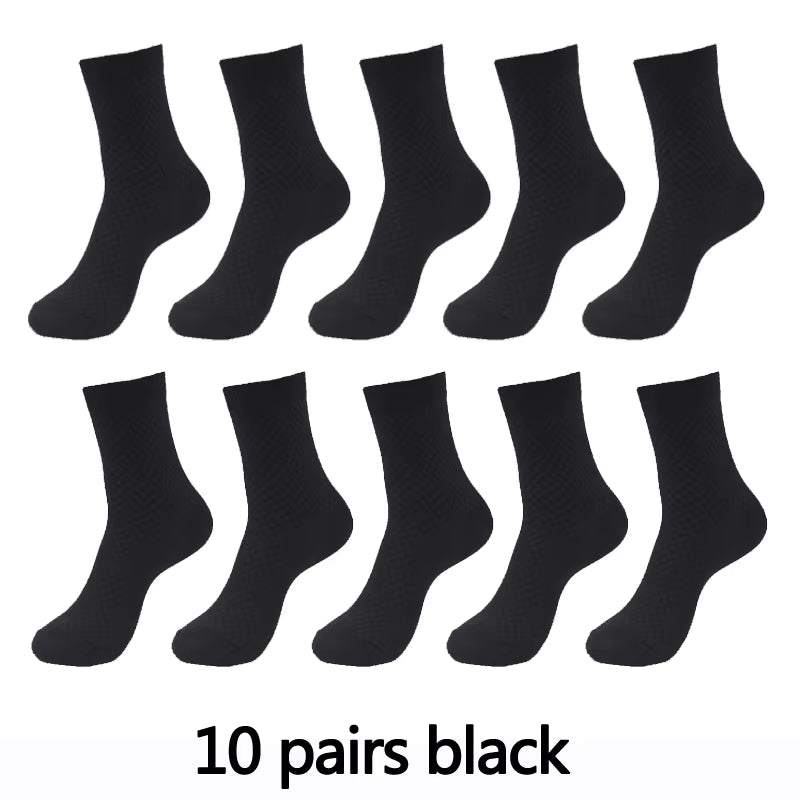 10 Pairs High Quality Bamboo Fiber Men'S Socks Business Breathable Deodorant Compression Socks Men Long Big Size EUR 38-46