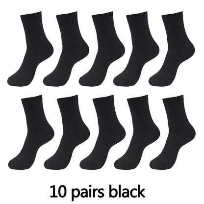 10 Pairs High Quality Bamboo Fiber Men'S Socks Business Breathable Deodorant Compression Socks Men Long Big Size EUR 38-46