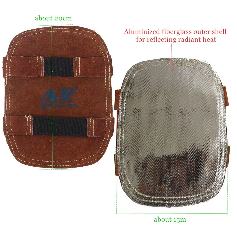 Welding Gloves' Cover High Heat Protection Aluminized & Cowhide Leather anti Flame Stitching Welder Pad