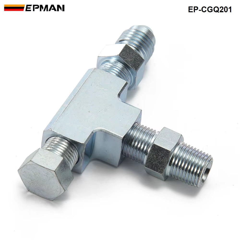 1/8NPT to 4AN Turbo Adapter Tee Fitting W/ Block Oil Feed Pressure Sensor EP-CGQ201