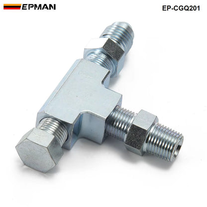1/8NPT to 4AN Turbo Adapter Tee Fitting W/ Block Oil Feed Pressure Sensor EP-CGQ201