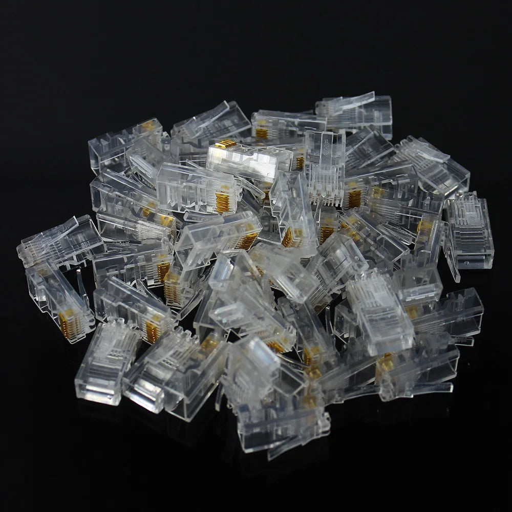 20/50/100PCS RJ45 Ethernet Cables Module Plug Network Connector RJ-45 Crystal Heads Cat5 Cat5E Gold Plated Network Cable