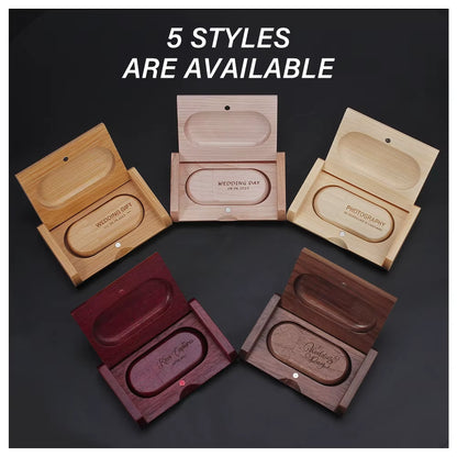 1PCS Free LOGO Wooden + Box USB 2.0 Pen Drive 4GB 16GB 32GB 64GB Flash Drive Memory Stick Wedding Photography Gift U Disk