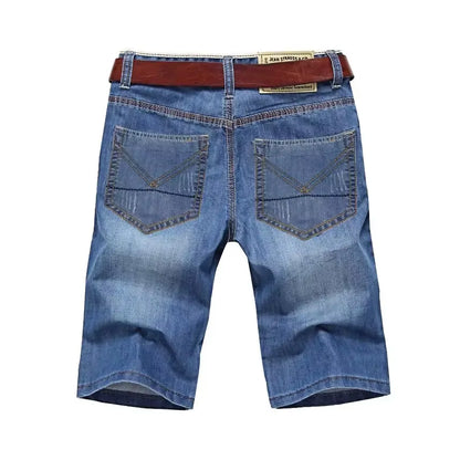 Summer Thin Denim Shorts for Men Good Quality Shorts Jeans Men Cotton Solid Straight Jeans Shorts Male Blue Casual Jeans Size 40