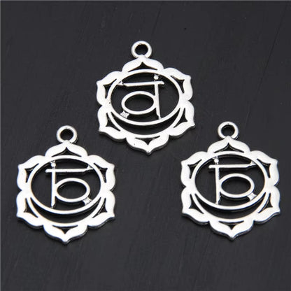21Pcs Silver Color 7 Chakra Charms Mandala Pendant Yoga OM Buddhist Metal for Jewelry Making Supplies