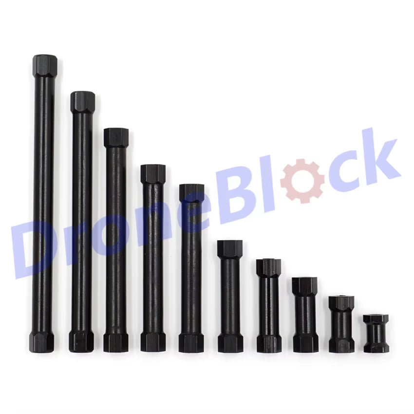 8PCS M3 Aluminum Standoff Hex Spacer Column Black round Section Lightweight Knurled DIY FPV Quadcopter Drone Multirotor RC