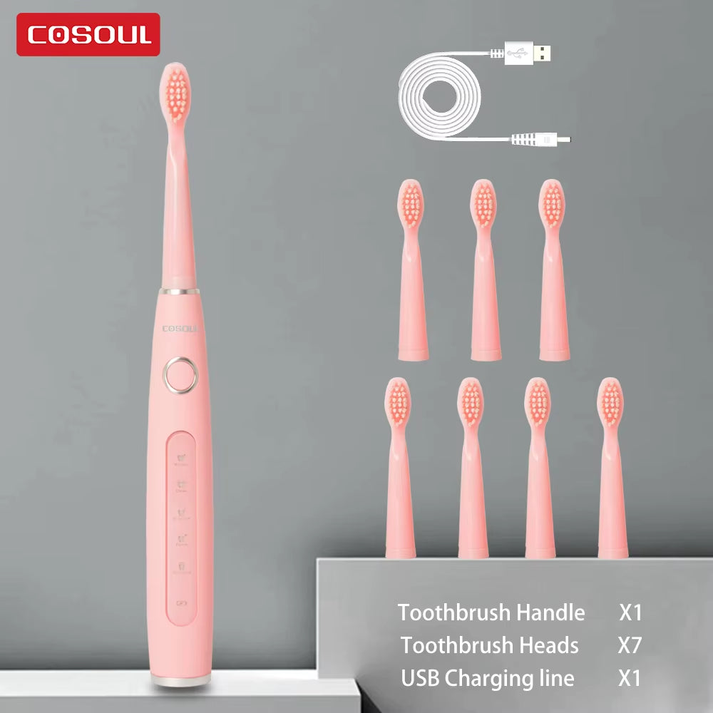 Electric Toothbrush Sonic Rechargeable Top Quality Smart Chip Toothbrush Head Replaceable Whitening Healthy Best Gift !