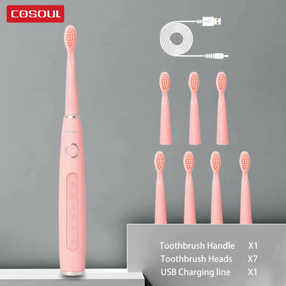 Electric Toothbrush Sonic Rechargeable Top Quality Smart Chip Toothbrush Head Replaceable Whitening Healthy Best Gift !