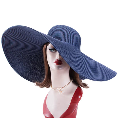7.1''/18Cm Foldable Oversized Huge Wide Brim Sun Beach Straw Hats Wedding Womens Floppy Party Dressy A330