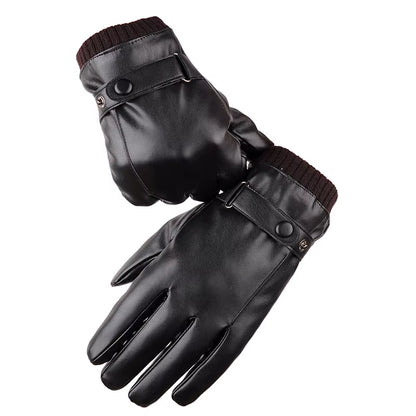Men'S Gloves Black Winter Mittens Keep Warm Touch Screen Windproof Driving Guantes Male Autumn Winter PU Leather Gloves Business