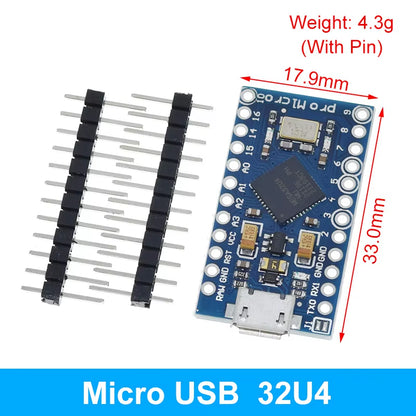 Pro Micro Atmega32U4 5V 16Mhz Original Chip Replace Atmega328 for Arduino Pro Mini with 2 Row Pin Header for Leonardo UNOR3