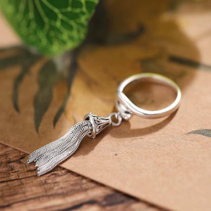 30% Silver Rings for Women Jewelry Titanium Silver Female Copper Ring Vintage Ethnic Fashion Punk Rock Tassel Fashion Bague