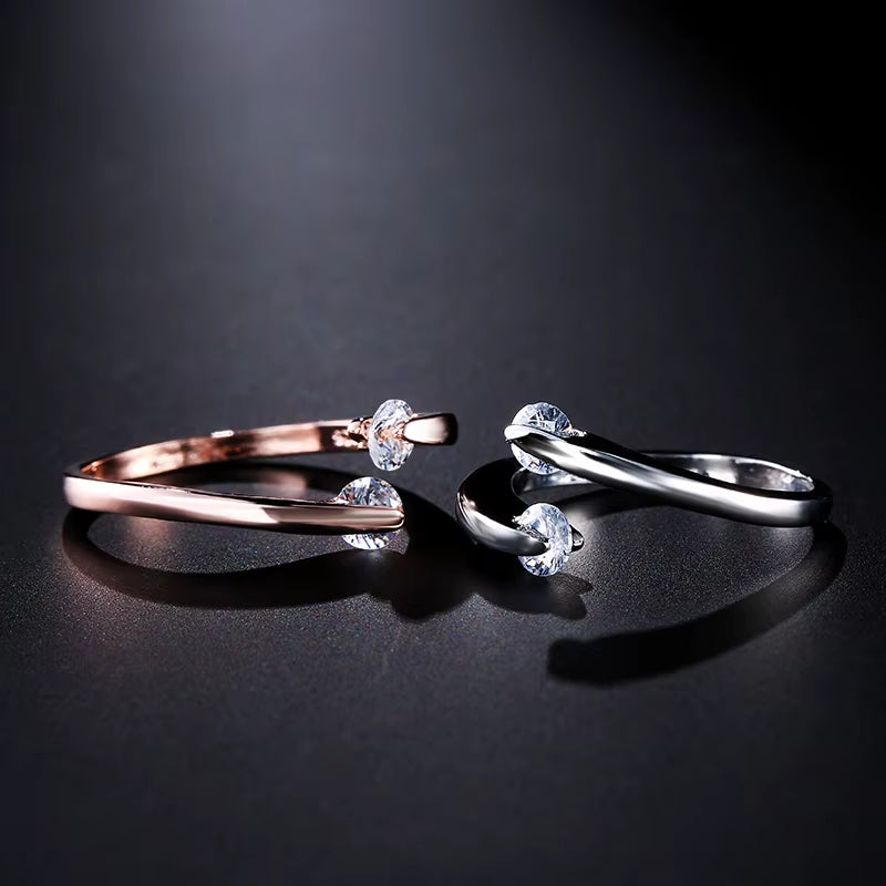 Hot 585 Rose Gold 0.25Ct Rings Double round Natural Zircon Stone Wedding Ring for Women Fashion Fine Jewelry Girls