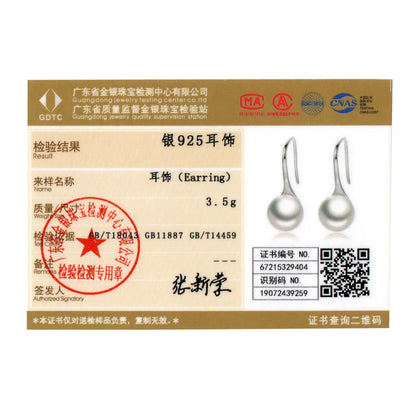 925 Sterling Silver Elegant round Pure Love Pearl Drop Earrings for Women Jewelry Brincos White ,Black Purple Pink SCE037