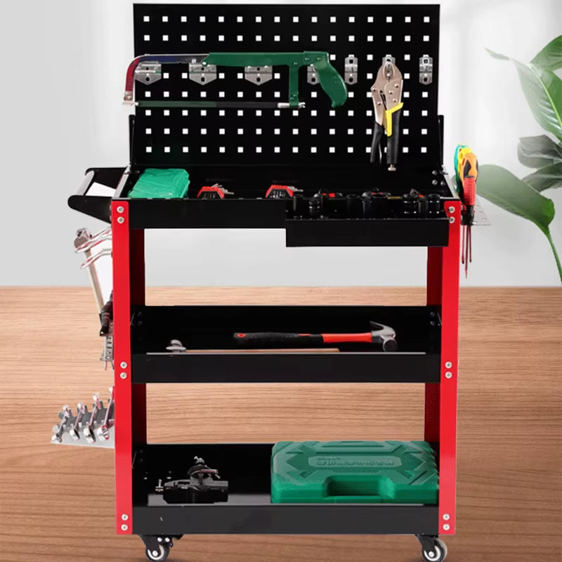 Mechanical Workshop Tools with Wheels, Tool Carts 3-Layer Mobile Tool Car, Multifunctional and Heavy-Duty Auto Repair Parts Car