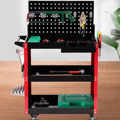 Mechanical Workshop Tools with Wheels, Tool Carts 3-Layer Mobile Tool Car, Multifunctional and Heavy-Duty Auto Repair Parts Car
