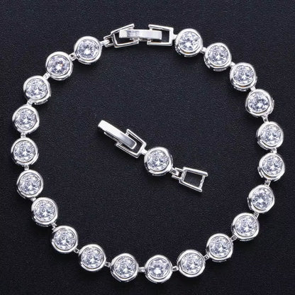 Pera Gorgeous Design Gold Color round Shape Purple Cubic Zirconia Stone Charm Link Bracelets Wedding Jewelry for Women B020