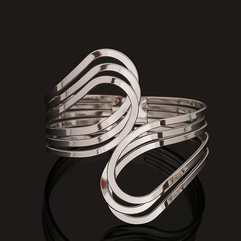 Bijoux Gypsy Fashion Gold Silver Plated Punk Hip Hop Cuff Wide Men Bangles Arm Bracelet for Women Bracelets & Bangles