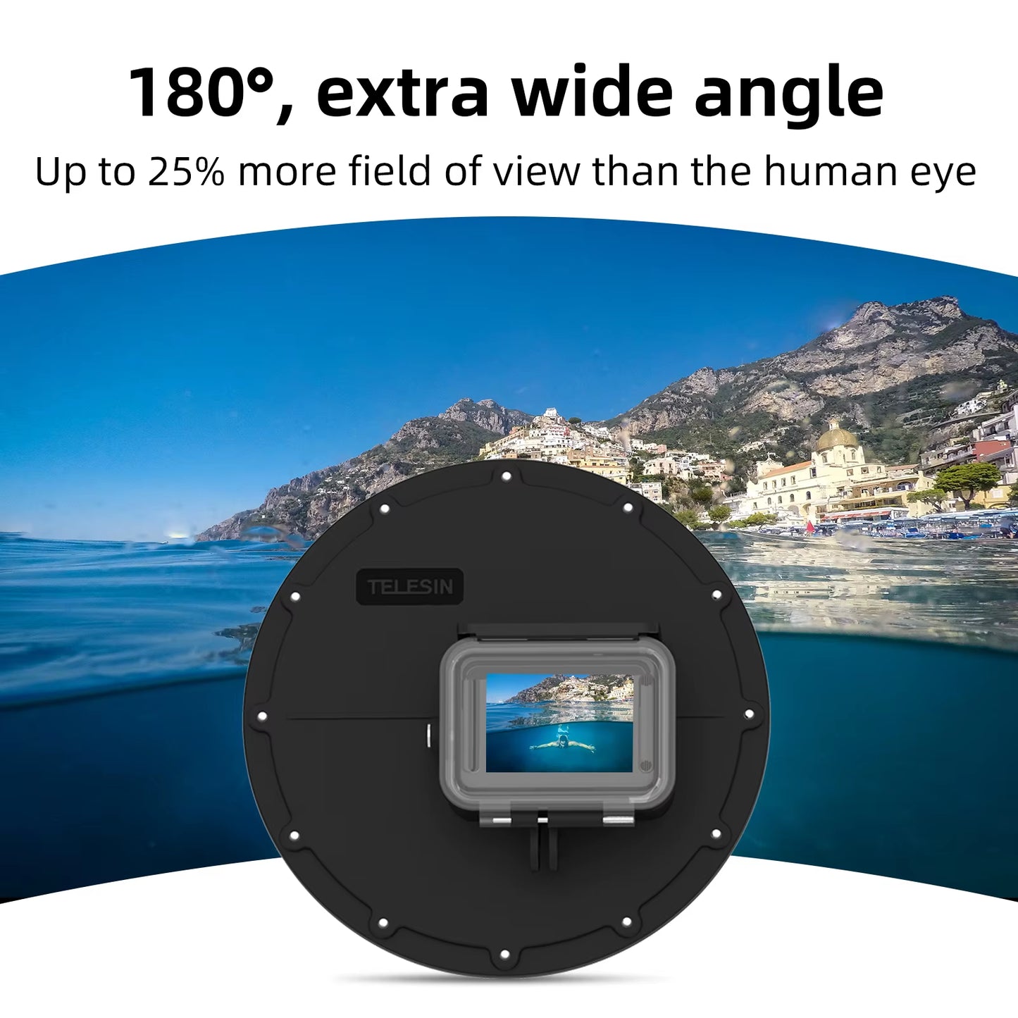 TELESIN 6'' Dome Port 30M Waterproof Case Housing for  Hero 9 10 11 12 13 Trigger Dome Cover Lens Accessories