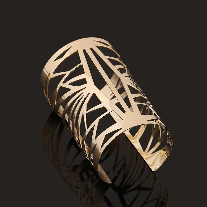 Bijoux Gypsy Fashion Gold Silver Plated Punk Hip Hop Cuff Wide Men Bangles Arm Bracelet for Women Bracelets & Bangles