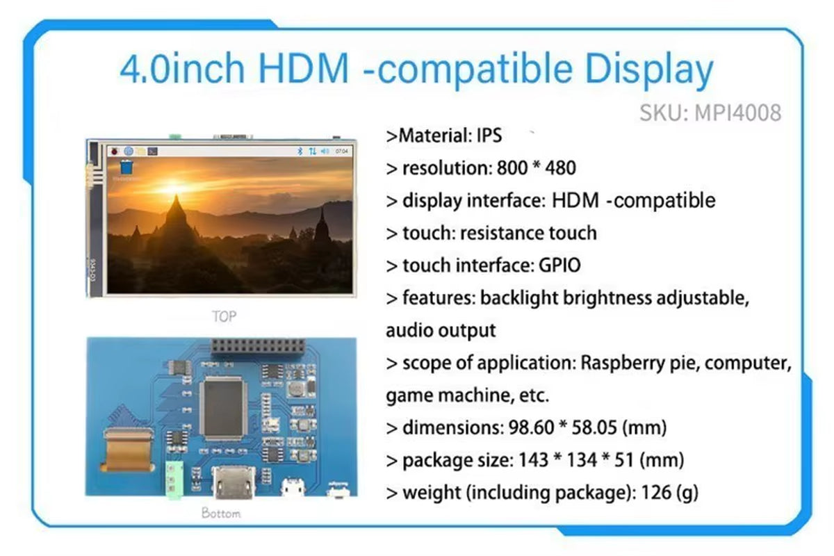 2.4/2.8/3.2/3.5/5/7/10.1 Inch Touch LCD Display Module Support for Raspberry Pi 3B+ 4 B