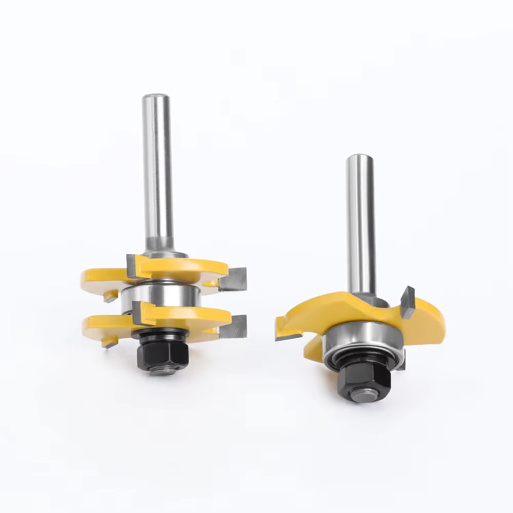 2 Pcs 8Mm Shank Tongue & Groove Joint Assemble Router Bits T-Slot Milling Cutter for Wood Woodwork Cutting Tools MC02002